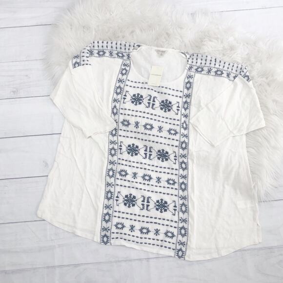 Lucky Brand Women's White Geo Embroidered Round Neck Longsleeve Top Plus 3X - Picture 3 of 7